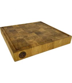 Butcher block 38 x 38 cm VD5 Eiken Kopshout hakblok met sapgoot